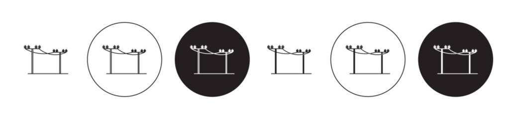 power pole icons set in black filled and stroke line style
