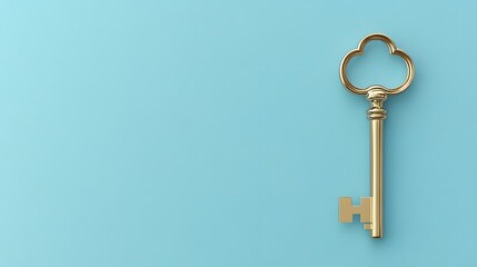 A Golden Skeleton Key on a Light Blue Background