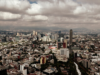 Aerial view of Mexico City from Reforma Avenue towards the west