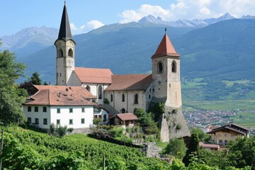 Fototapeta premium Picturesque Streets of Klausen: A Scenic Exploration of South Tyrol's Charming Architecture in Northern Italy