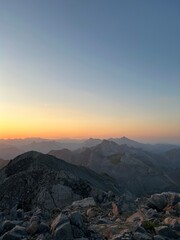 Naklejka premium Sunset, sunrise, mountains