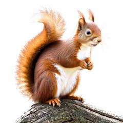Fototapeta premium Red Squirrel with White Belly isolated on transparent background