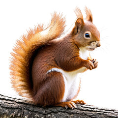 Obraz premium Red Squirrel with White Belly isolated on transparent background