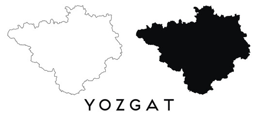 Yozgat map outline and black silhouette vector
