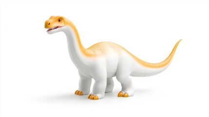 Fototapeta premium Toy dinosaur model isolated on white background. Generative AI