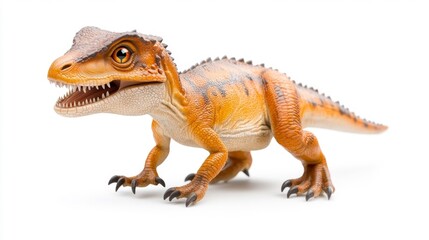 Fototapeta premium Eustreptospondylus Dinosaur Toy on White Background. Generative AI