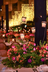 decoration party room buffet flowers candles decorated environment lights candles call elegant