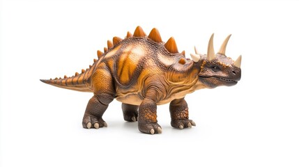 Fototapeta premium Sauropelta Dinosaur Figure on White Background. Generative AI