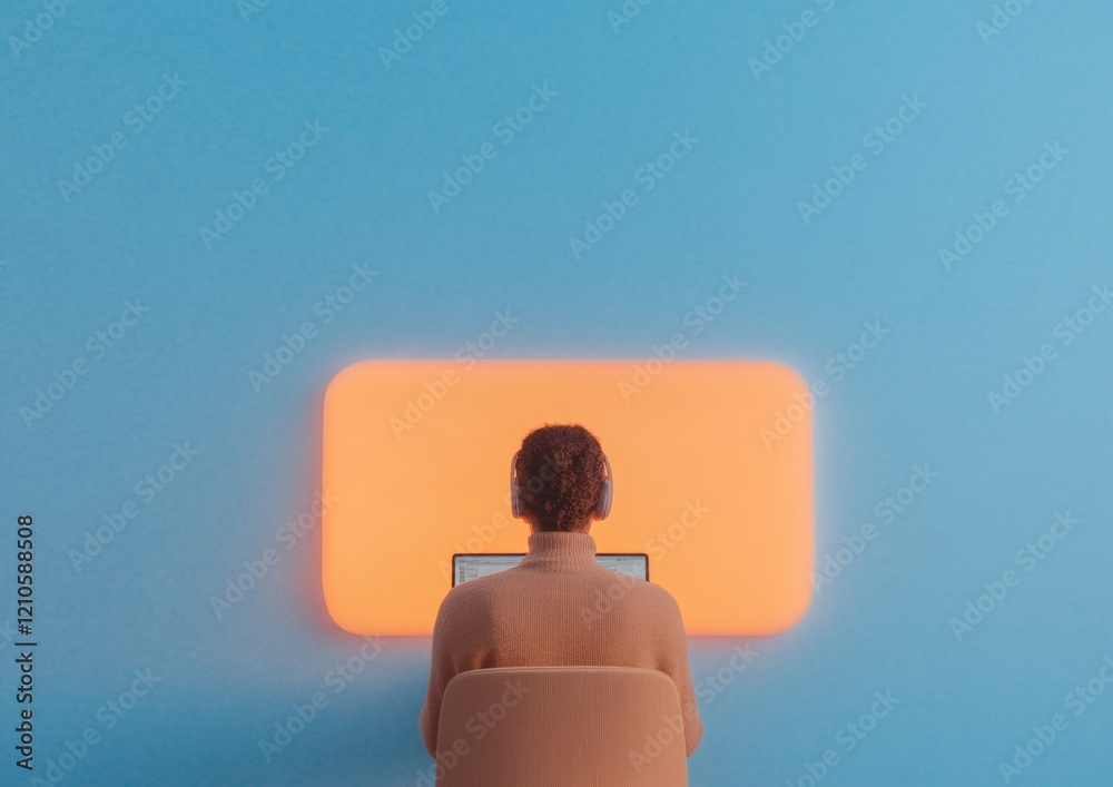 Aufkleber calm tech workspace integrated neon privacy screen with second monitor - modern flexibility for digi