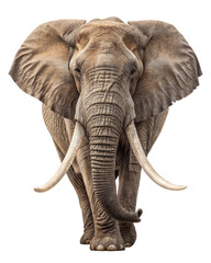 Obraz premium African Elephant Isolated on White Background Showcasing its Large Size and Strength