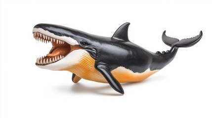 Fototapeta premium Liopleurodon with Sharp Teeth Isolated on White Background. Generative AI