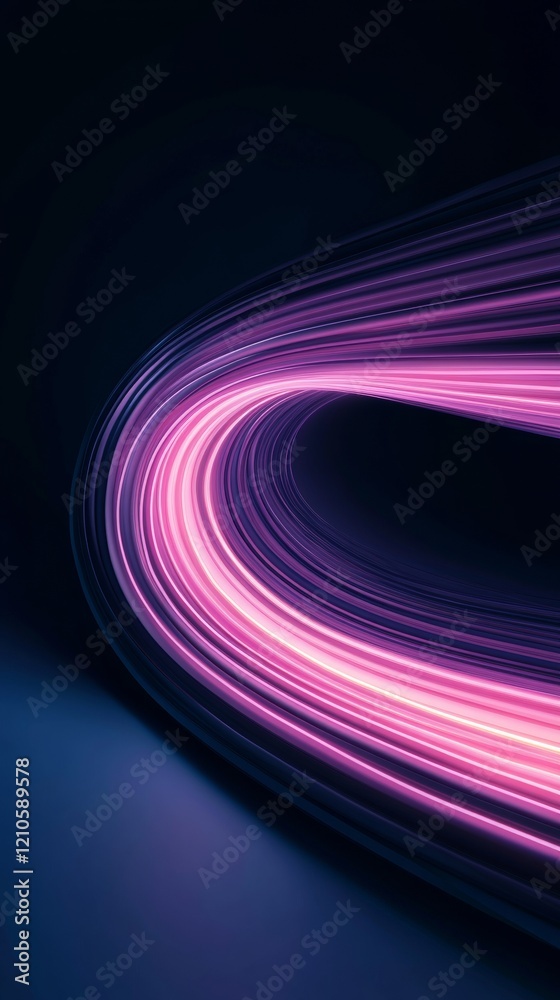 Poster Neon Light Tunnel Futuristic AI Dynamics in Pink Light Sculptures - Enhancing Tech Marketing and Data Processing Imagery for Digital Enterprises