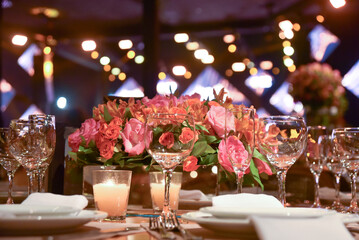 decoration party room buffet flowers candles decorated environment lights candles call elegant