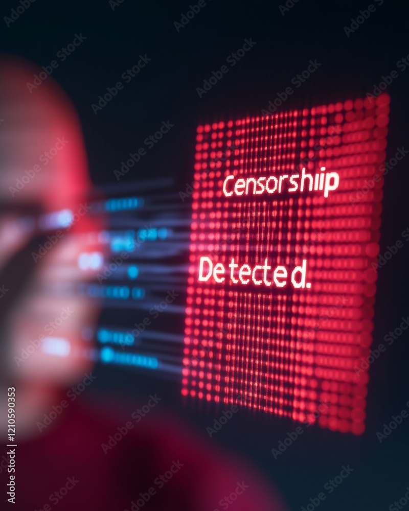 Aufkleber Futuristic Cyber Awareness Pixelated Error Screen with Censorship Detected - Enhancing Digital Privacy in Tech and Business Environments with Modern Network Security Solutions