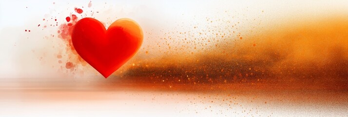 Heartfelt Ashes: A Love Story - A vibrant red heart leaves a trail of warm orange ashes, symbolizing the bittersweet nature of love and loss, or perhaps transformation.