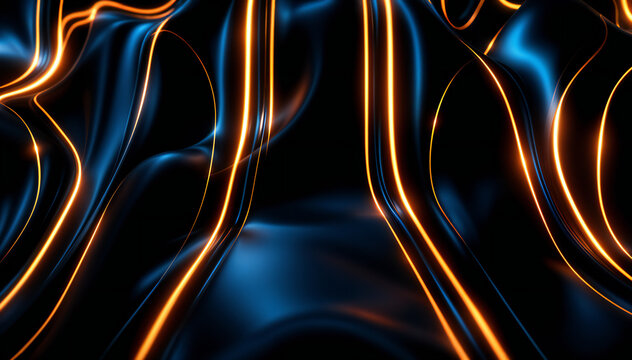 Abstract Flow of Light: a captivating abstract artwork showcasing fluid, swirling shapes illuminated by dynamic lines of light. The play of light and shadow creates a visually arresting display.