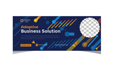 Business solutions social media cover or Gradient business horizontal banner