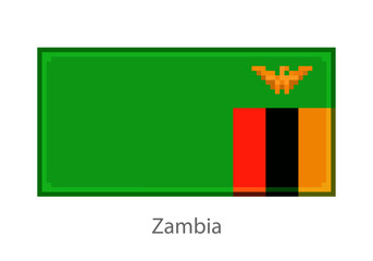 Vector illustration of the Zambia flag in pixel art or mosaic style on white background. Collection of flags of the countries of the world.  
