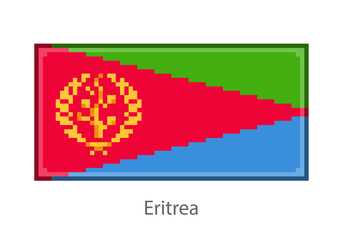 Vector illustration of the Eritrea flag in pixel art or mosaic style on white background. Collection of flags of the countries of the world.  