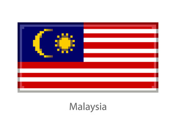 Vector illustration of the Malaysia flag in pixel art or mosaic style on white background. Collection of flags of the countries of the world. 