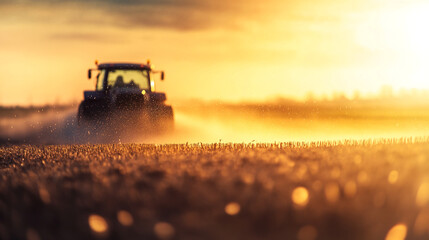 Fototapeta premium Tractor on the field.