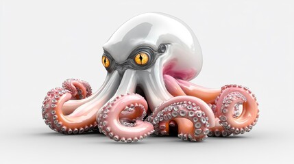 Obraz premium Glowing Kraken with Tentacles on White Background. Generative AI
