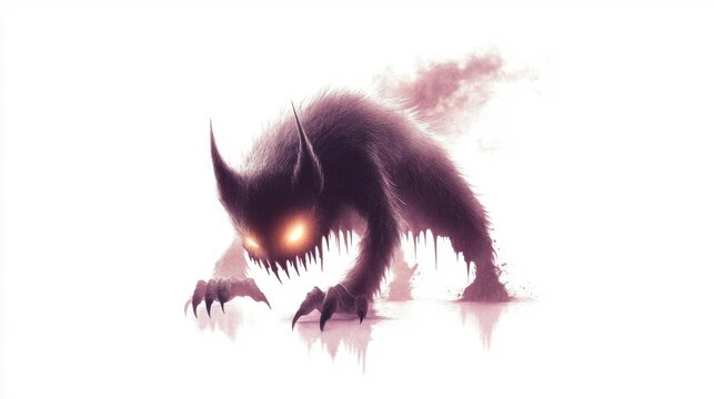 Frightening skinwalker creature isolated on white background. Generative AI