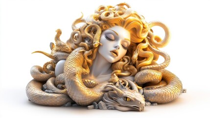 Fototapeta premium Gorgon Myth: Medusa with Serpentine Hair. Generative AI