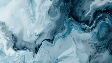 Obraz premium Abstract Background: Fluid Art in Shades of White, Gray, and Black with Smooth, Wavy Patterns Resembling Marble Textures