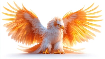 Obraz premium Lion-Eagle Griffin Hybrid on White Background. Generative AI