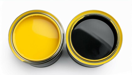 yellow paint can on black background