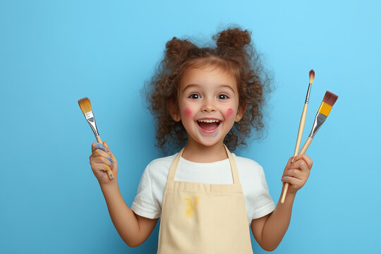 little girl with paintbrush