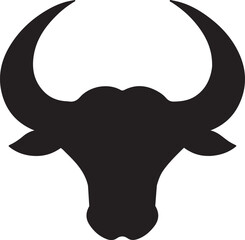 silhouette of bull head logo design vector art illustration