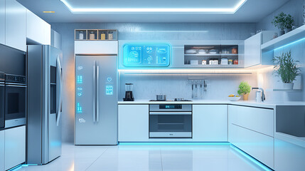 Fototapeta premium A connected home kitchen with smart appliances