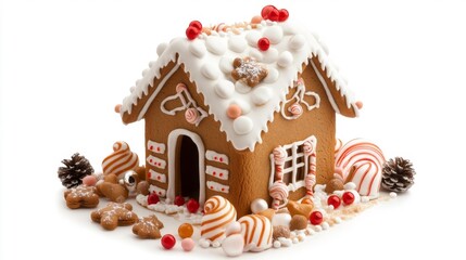 Gingerbread House Christmas Decorations. Generative AI