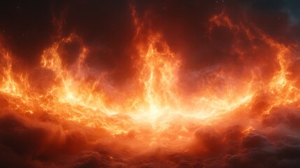 Fiery Cosmic Nebula Blazing Inferno Celestial Fire