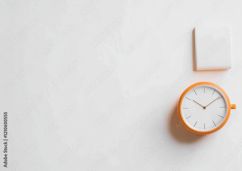 Poster minimalist timepiece design vibrant analog clock on pristine surface - contemporary workspace aesthe