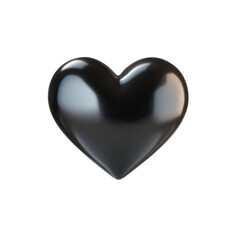 3D black heart isolated on transparent PNG.