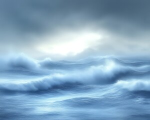 Fototapeta premium Dramatic stormy ocean waves and moody sky.