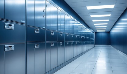 Blue Steel Cabinets Corridor: A Modern Data Center Interior