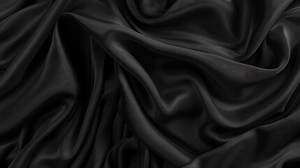 Fototapeta premium Black satin or silk luxury cloth texture can use as abstract background