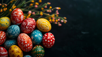 Fototapeta premium easter eggs on a black background