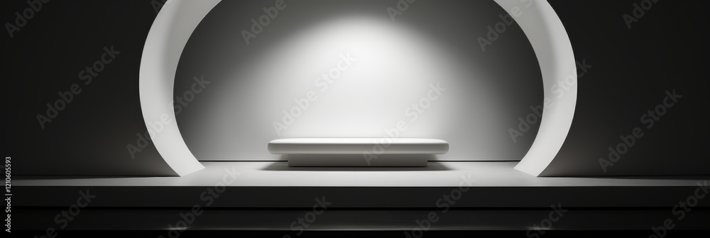 Poster elegant design of a minimalist display showcasing serenity in a modern space. generative ai