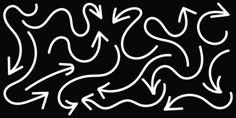 Curved arrow icon vector set. Arrow pointer icon sign symbol in trendy flat style. White curved arrows icons set. Vector illustration.