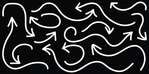 Curved arrow icon vector set. Arrow pointer icon sign symbol in trendy flat style. White curved arrows icons set. Vector illustration.