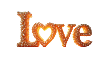 3D Love" text with golden pearl texture"
