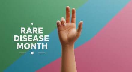 Vibrant 3D hand design promoting rare disease awareness and solidarity for healthcare campaigns and advocacy globally