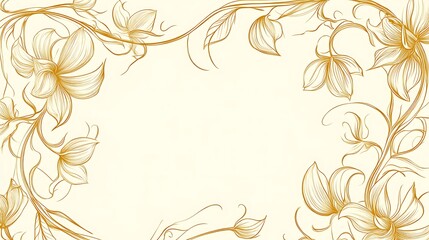 Elegant Golden Floral Border Design Frame