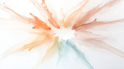 Fototapeta premium Colorful watercolor splashes blend dynamically on white background