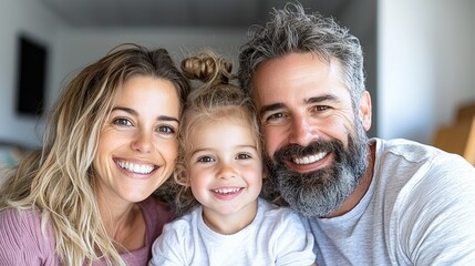 Fototapeta premium Happy family portrait at home, smiling together
